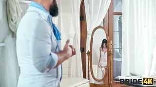 BRIDE4K. Kama Oxi is having an unforgettable sex in the wedding costume salon