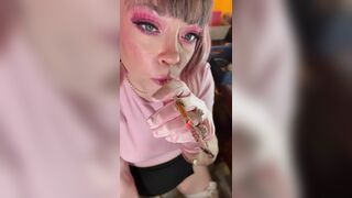 A Pink Princess! Tina Snua Smokes A Cigarette In A Holder - Smokin' Cute Wig Gloves Smoker