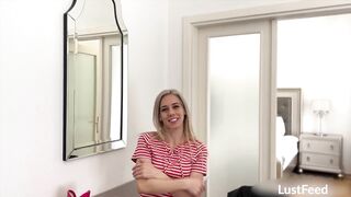 Small blondie Nesty screws and sucks in her hotel room
