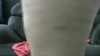 Thick legs wife playing with sex toy showing her body whilst see large ramrod masturbatiomn