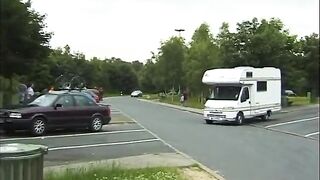 Pounding her pleasing holes in the car and outside