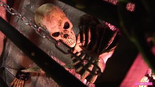 That screwing Halloween fuckfest with the large boobed golden-haired and brunette hair mother I'd like to fuck