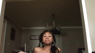 Youthful ebony cutie enjoys large vibrator