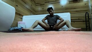 Sissy plays with herself during the time that clothed in her suit and brassiere