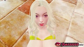 Sexy Yellow Bikini at the Pool Party CG Animation: Giant Tits Play, Intensive Carpet munch, and Fingering Soaked Climax In Playgirl Choose two