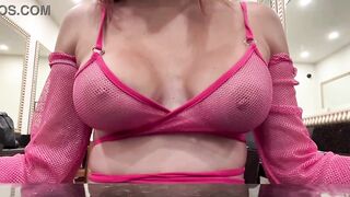 European Stepmom Artemisia Love showing her soaked natural breasts
