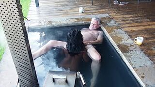 "Steam, Sun & Serenity" Black Secretary bangs her boss in the hottub