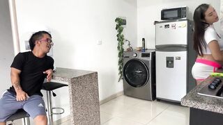 I get home from work and watch my rich preggy stepdaughter cleaning the kitchen. I get lascivious watching her massive butt and end up putting my biggest, hard penis in her taut cunt.