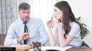 Trainer Teaches Schoolgirl Bitch How To Ride His Rod