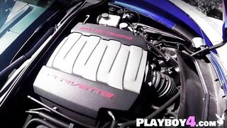 Enchanting chicks washed blue Corvette Stingray and women looked so hot and hawt