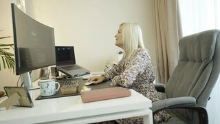 Curly mother I'd like to fuck Licks Her Feet and Presents Her Shaggy Twat