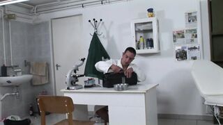 Golden-haired In Underware Gets Her Unshaved Bush Bald Previous to Getting Screwed