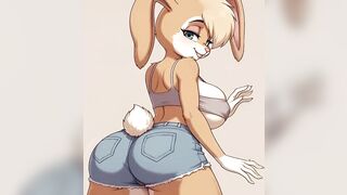 Fully bare Lola Bunny in erotic, seductive styles