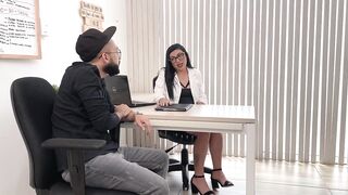 Excited secretary seduces chap at job interview and ends up getting drilled in the office