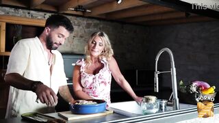 Irina, a golden-haired with large melons, gets her butt cheeks cooked