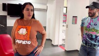 Lustful girlfriend humiliates her boyfriend with a ebony vibrator and drains all his load