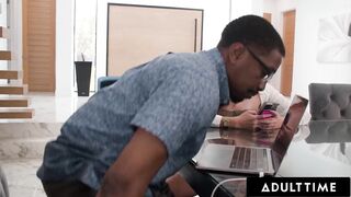 ADULT TIME - Redhead Stella Luxx CAUGHT IT Nerd Masturbating Whilst Watching Her Snatch Below Table