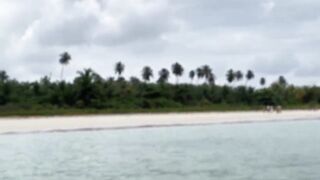 mother I'd like to fuck gets her booty drilled on a public beach