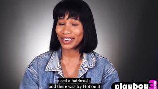 Large butt ebony chick showed hawt exposed body and mother I'd like to fuck enjoyed masturbation and finger banging