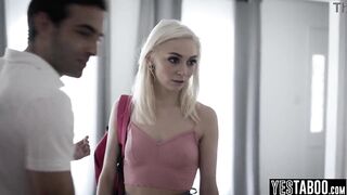 Small blond teen playgirl gets pounded hardcore by her large ramrod teacher