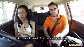 Black from USA is banged and got cum in her vagina by Scottish boy in a learn car in Uk - Fake Driving School