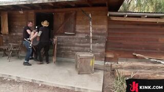 Mastix Baby torments Jake Waters in iron shackles. This babe canes him, clamps his teats, then locks