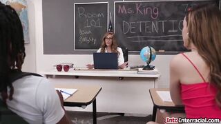 With all that talk of teen Julia James about the size of her classmates large ebony rod breasty mother i'd like to fuck teacher Annie King now desires to watch it for herself