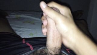 Twink jerks off, cums on his weenie