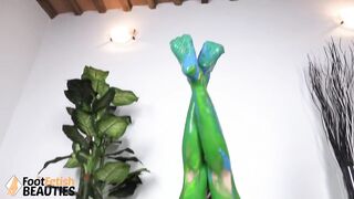 A Tattooed Small Playgirl's Colorful Yoga at Home