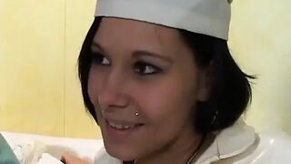 Beautiful Youthful Brunette hair Hottie Hard Anal Screwed and Jizzed on Her Massive Melons