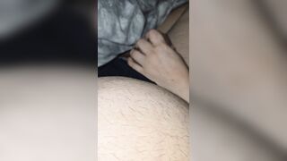Step mama watches step daughter stroke her boyfriend large dong