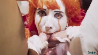 Dutch Halloween teen swallows each cum load