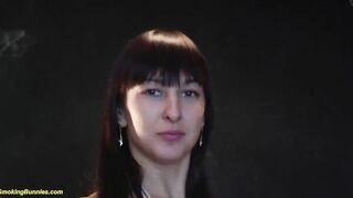 Slender honey dancing and smokin' in nature's garb