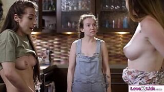 Teen Samantha Reigns licks the plumbers small apprentice Spencer Bradleys unshaved cunt until they got caught.Its costs her a drip but gets her sex