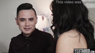 Sexually excited large knob dude dares Oriental teen step cousin to suck him off and let him rail her