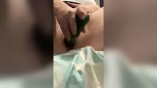 Masturbation with cucumber