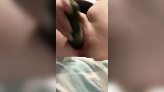 Masturbation with cucumber