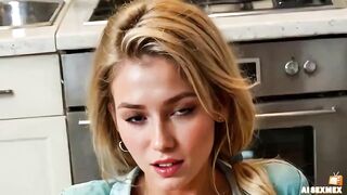 Stepmom screwed by stepson in the kitchen - Large booty and sexy melons - when daddy is not home - AI