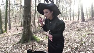 Brunette hair mother i'd like to fuck in a suit of a witch just been caught and drilled in the butt from a forest keeper