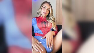Viviana Trans Lalin girl In Hawt Spidey Costume Rod Tease