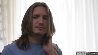 Lulu Chu had a crush on her stepbro. One day this babe caught him spying on her mum so that babe now got him on the leg and made him bang his tiny stepsis