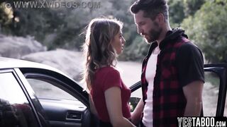 Stranded small blond mother I'd like to fuck takes assist from a stranger and thanks him with outdoor sex