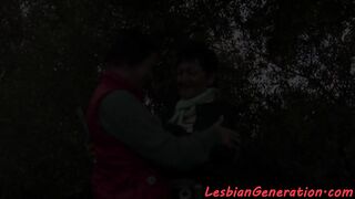 Chubby granny tribbing busty babe 