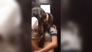 Two amateur teen girls kissing