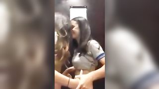 Two amateur teen girls kissing