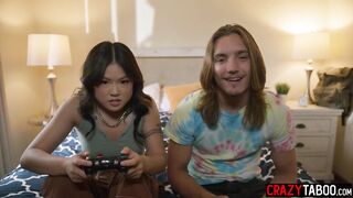 Sexy Oriental hotty Lulu Chu drank large penis and lewd chick enjoyed hardcore snatch banging