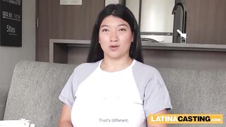 Breasty Colombian Angel Gets Her Throat Drilled Hard by Biggest White Penis