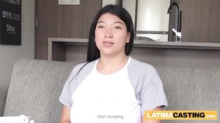 Breasty Colombian Angel Gets Her Throat Drilled Hard by Biggest White Penis