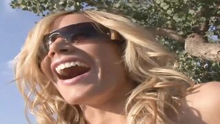 Lesbo harlots take on a large pink sex toy