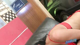 Cheating car mechanic pounds hard his nervous girlfriend to forgive him